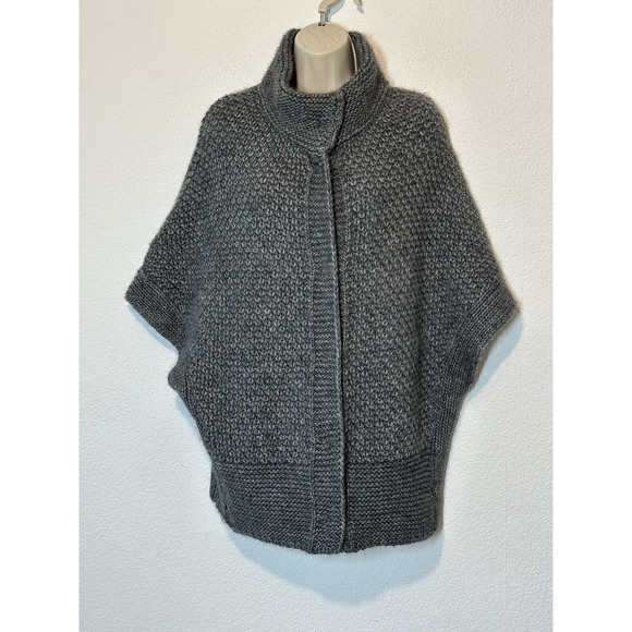 Elsamanda Gray Mock Neck Sweater Cardigan Wool Alpaca Blend Italy Size M - Picture 1 of 9